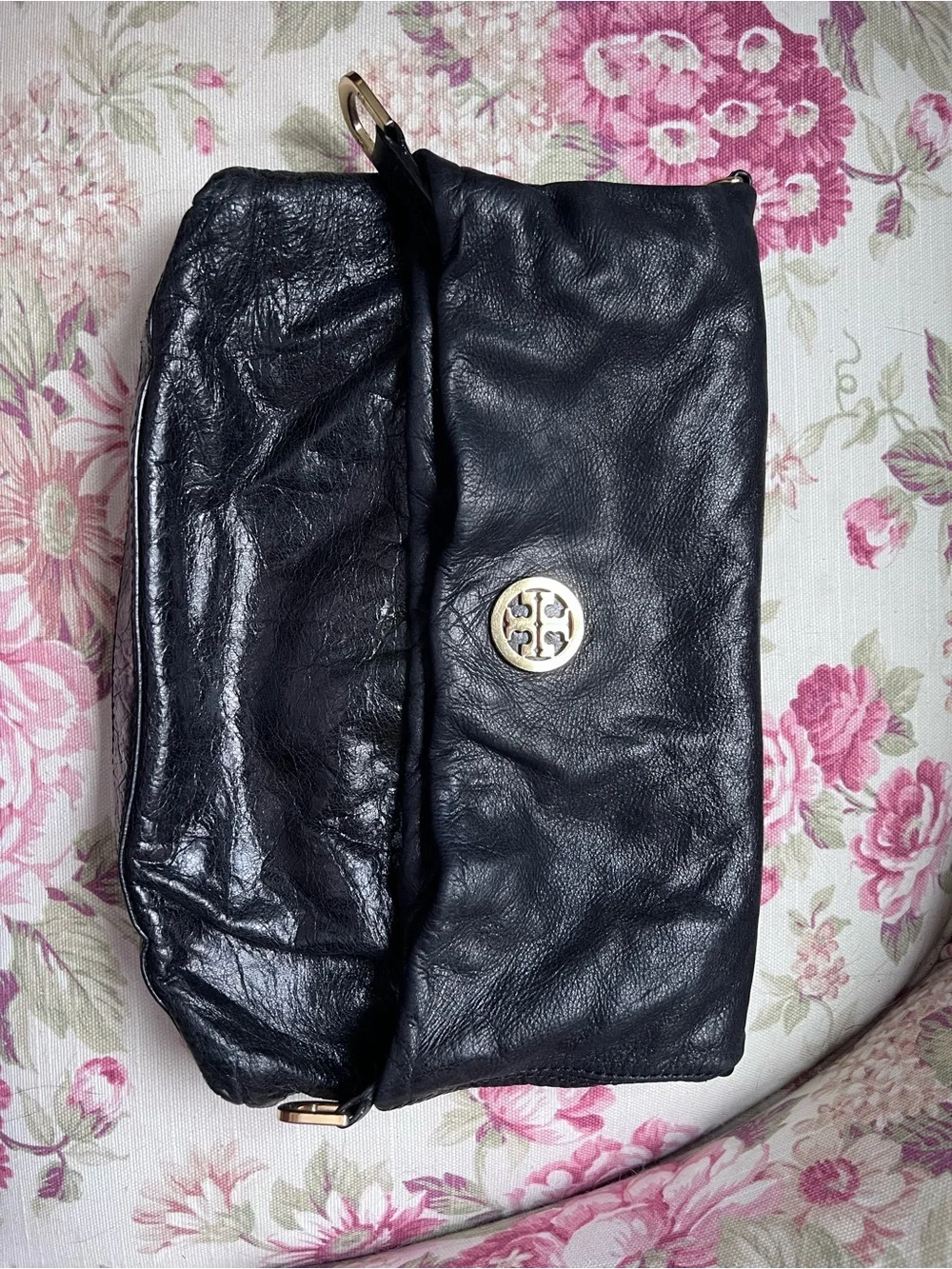 Tory Burch vintage black 🖤 glazed leather convertible bag 🖤